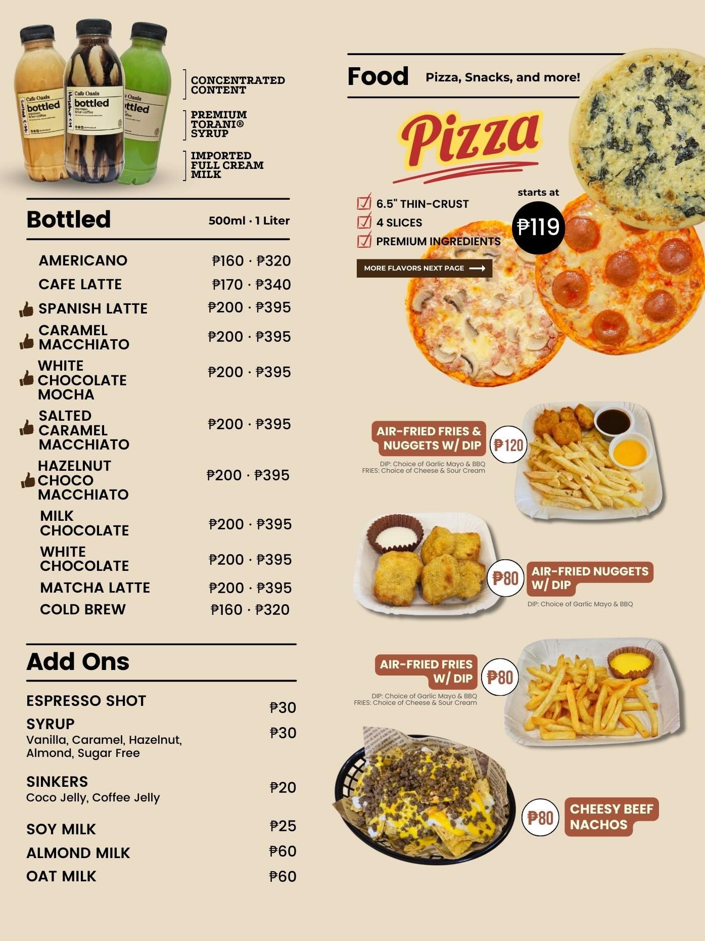 Cafe Oasis Specialty Coffee - Cold Brew, Affogato, Bottled Espresso and Non-Coffee, Matcha, Chocolate, White Chocolate